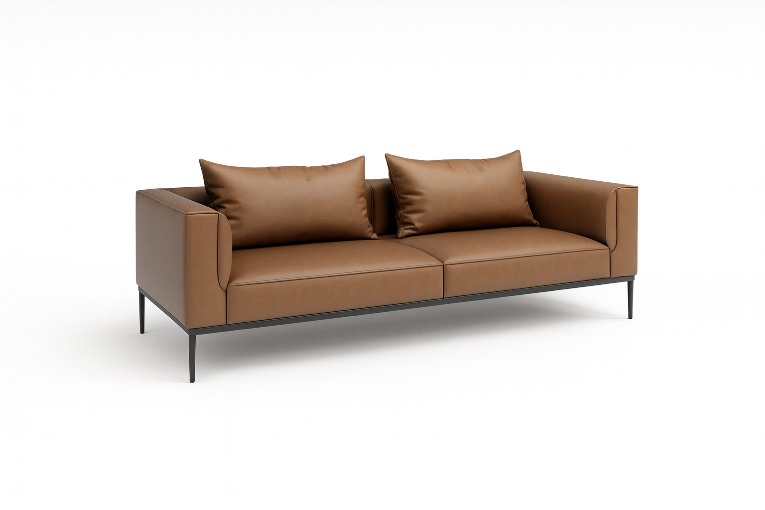 Modern Cognac Leather Sofa