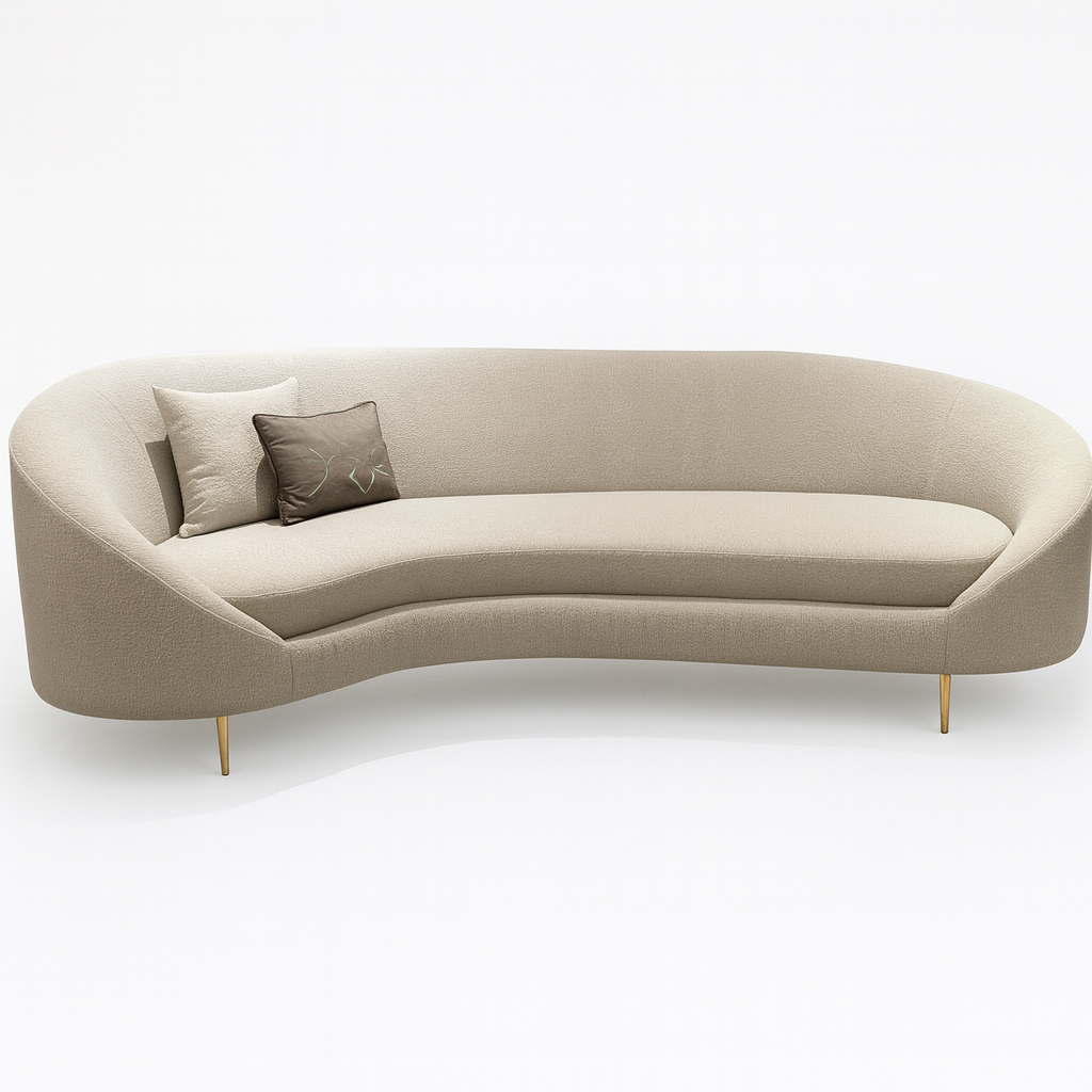 Curved Elegance Boucle Sofa
