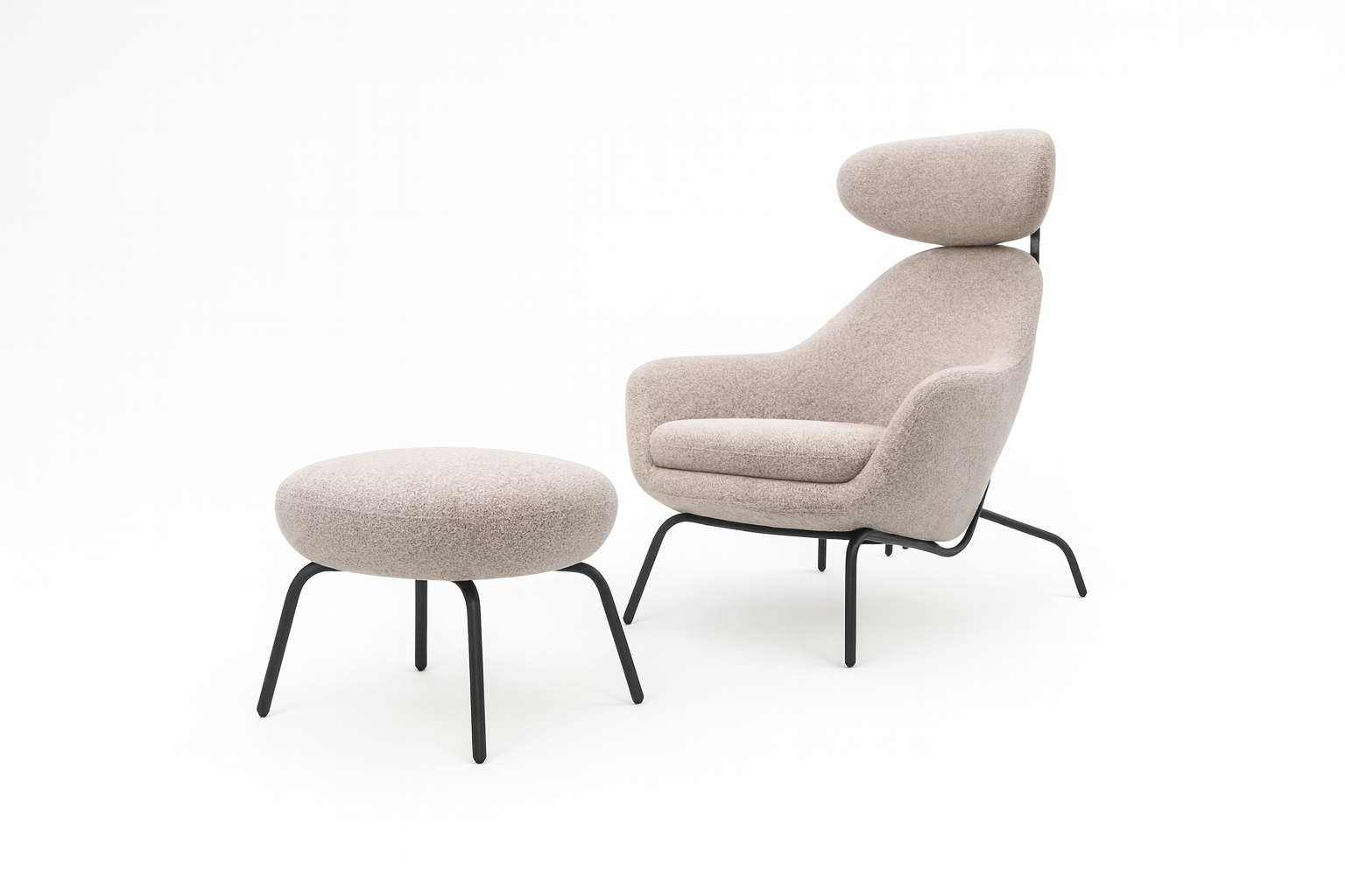 Sculpted Lounge Chair with Ottoman