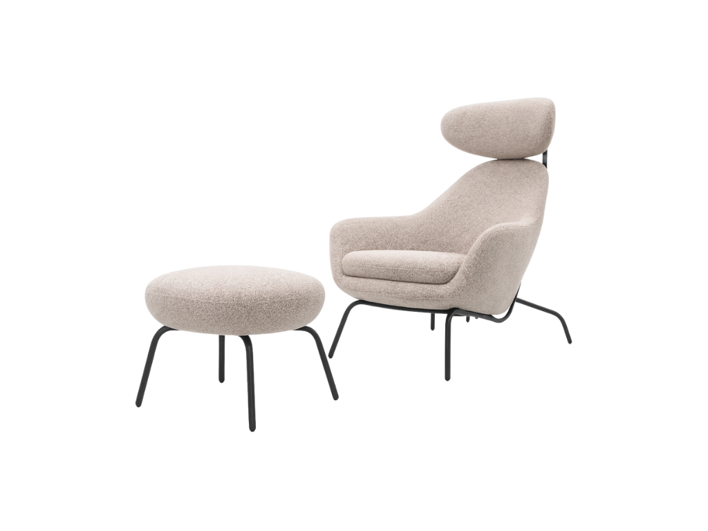 Sculpted Lounge Chair with Ottoman