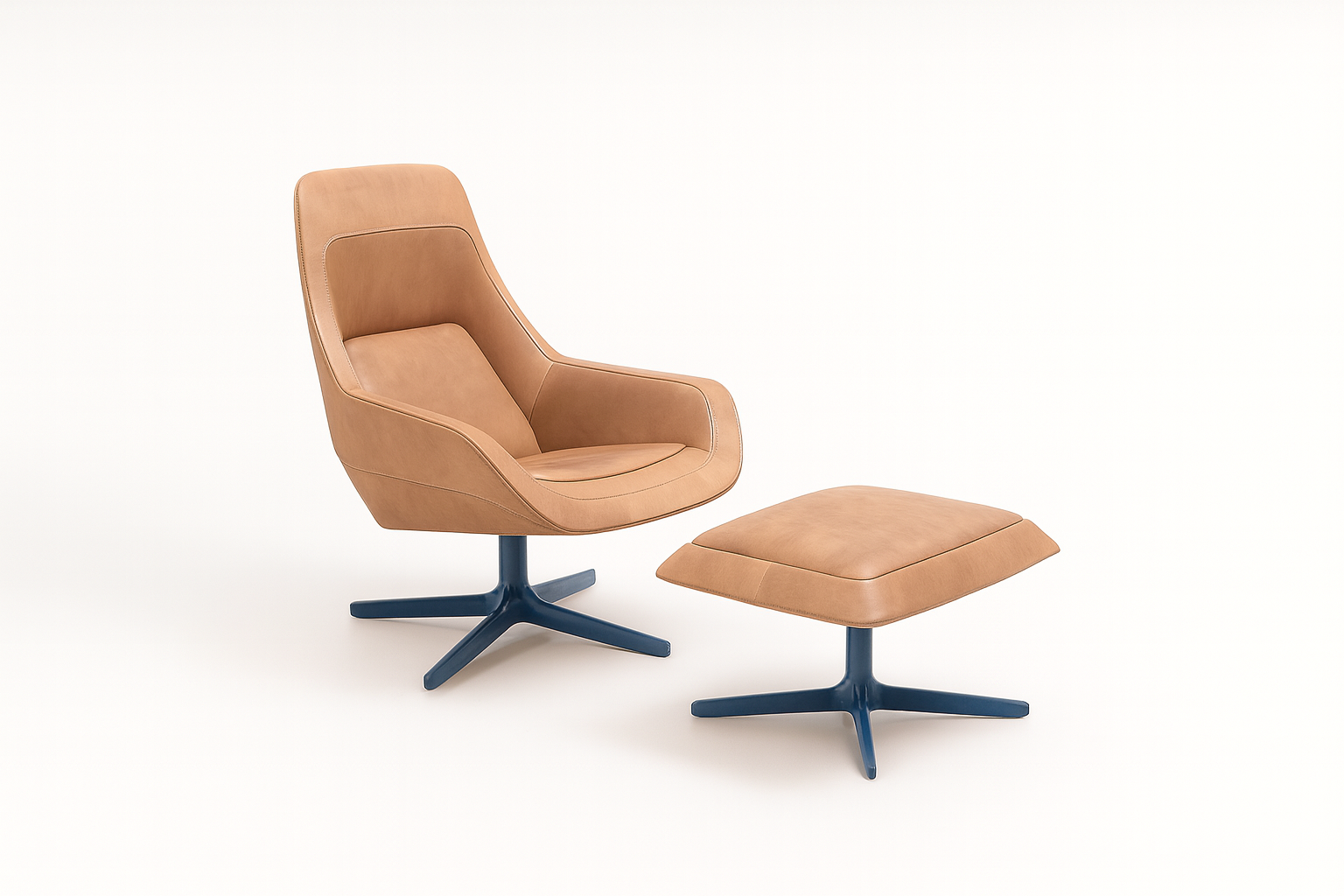 Modern Reclining Lounge Chair with Ottoman