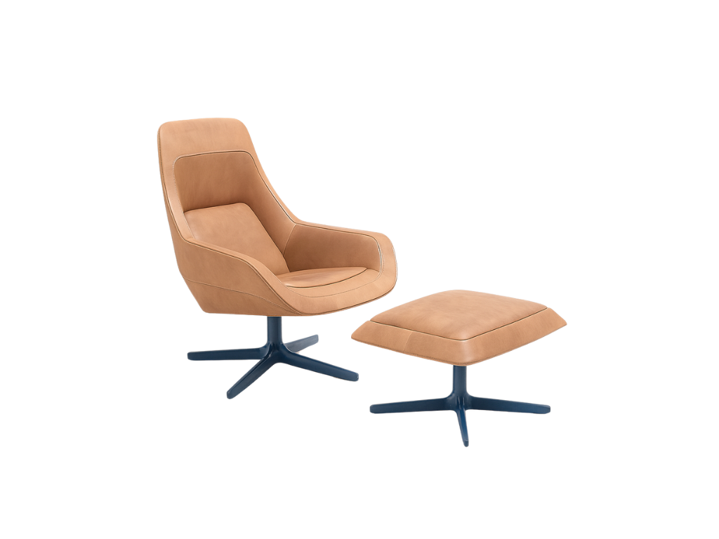 Modern Reclining Lounge Chair with Ottoman