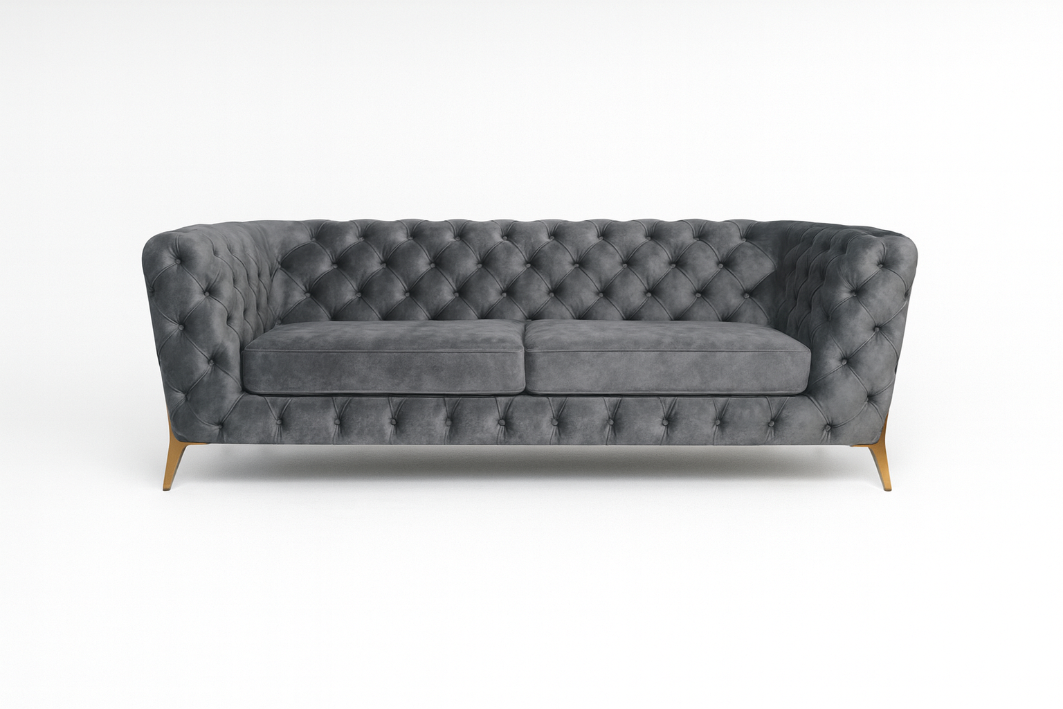 Slate Velvet Tufted Sofa