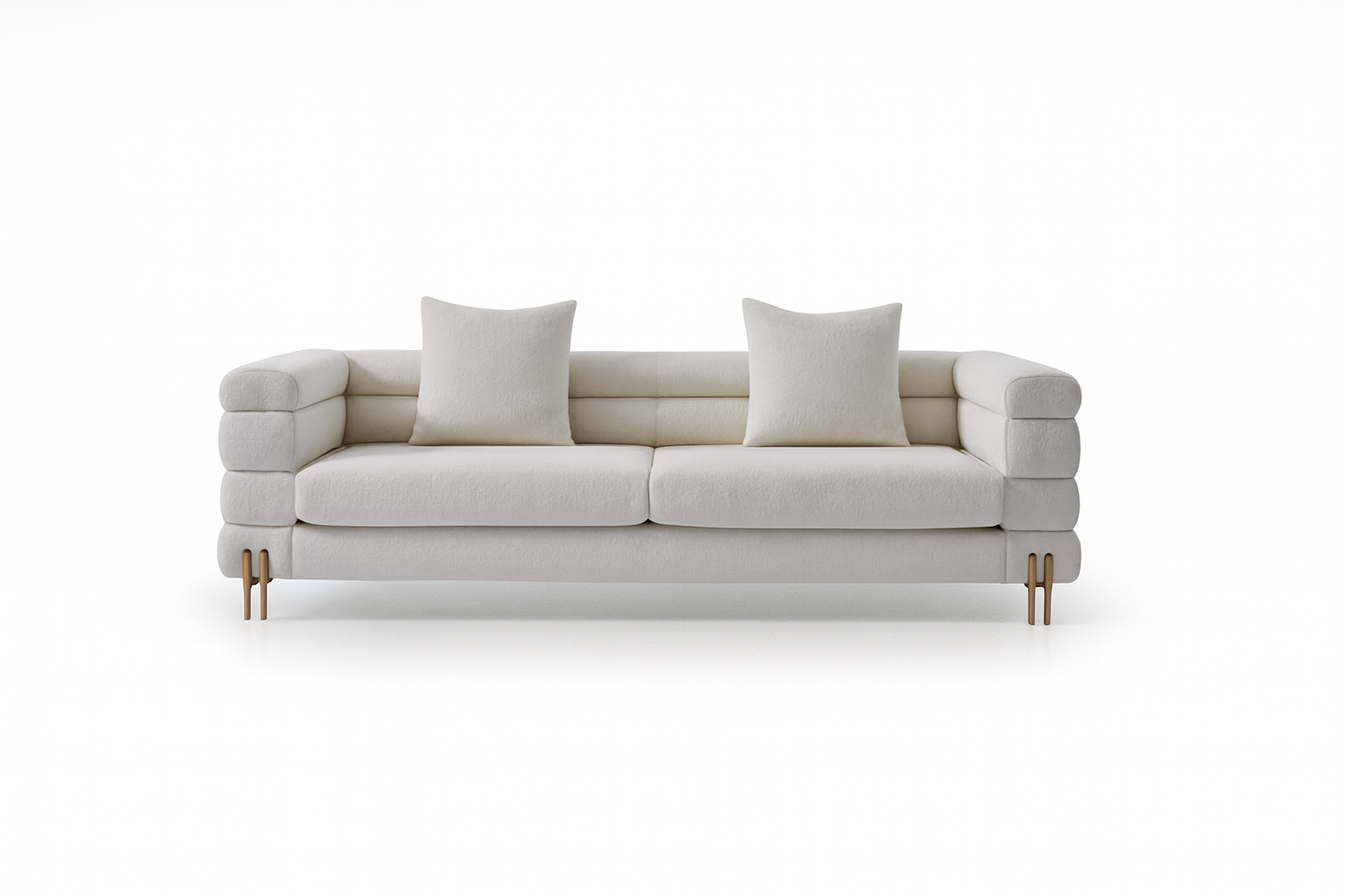 Ivory Plush Modern Sofa