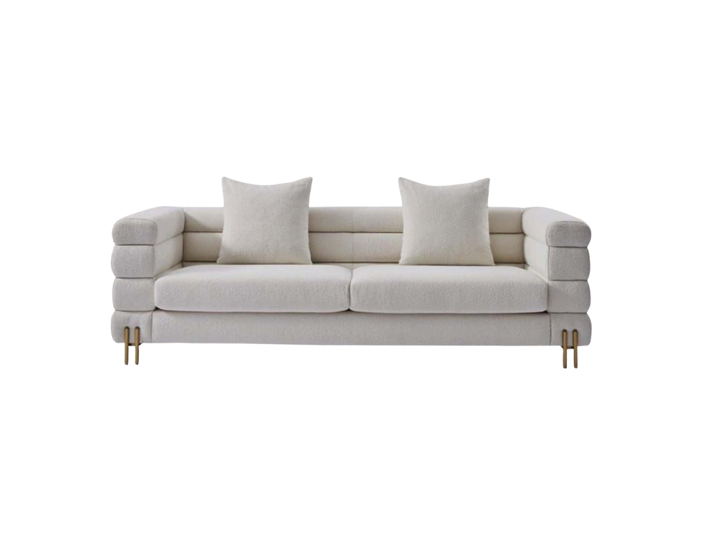 Ivory Plush Modern Sofa