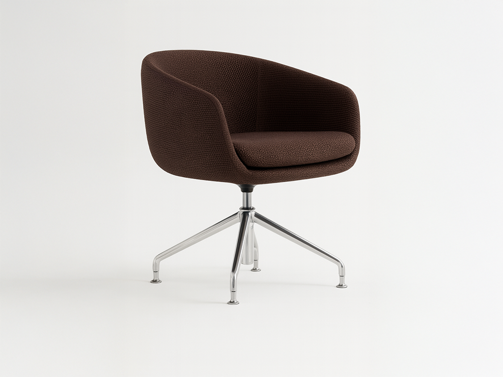 Brown Upholstered Swivel Armchair