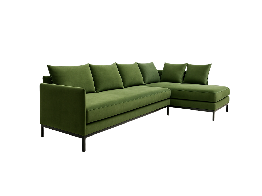 Oasis Velvet Green Sectional Sofa