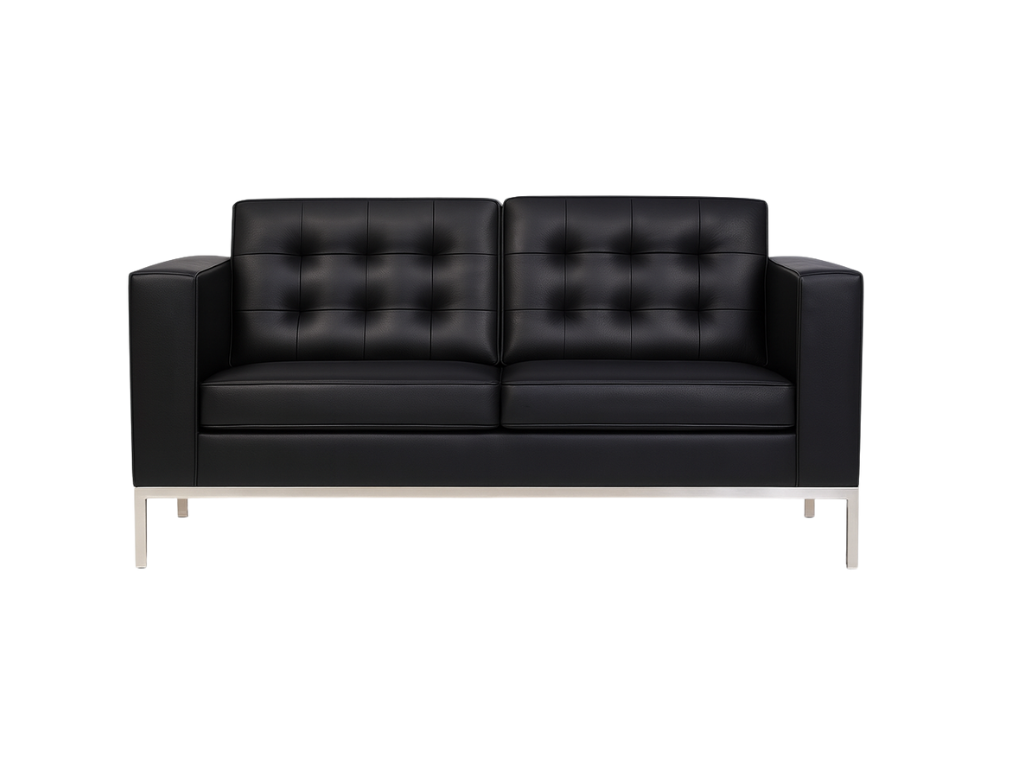 Executive Black Leather Loveseat