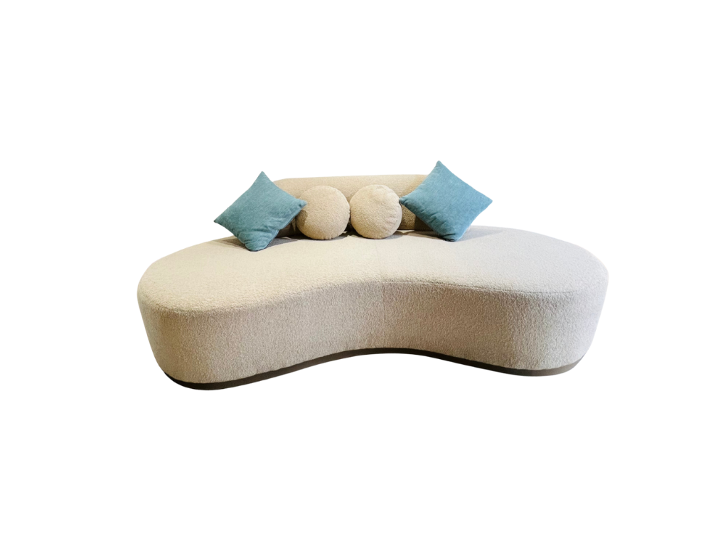 Cream Boucle Kidney Sofa