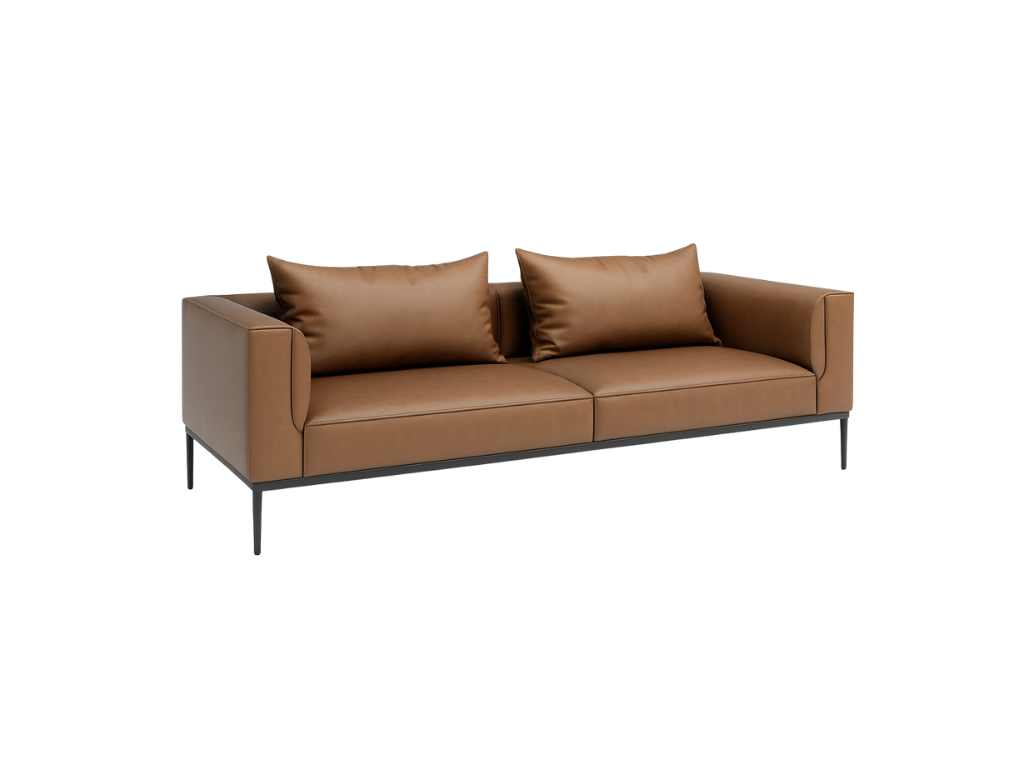 Modern Cognac Leather Sofa