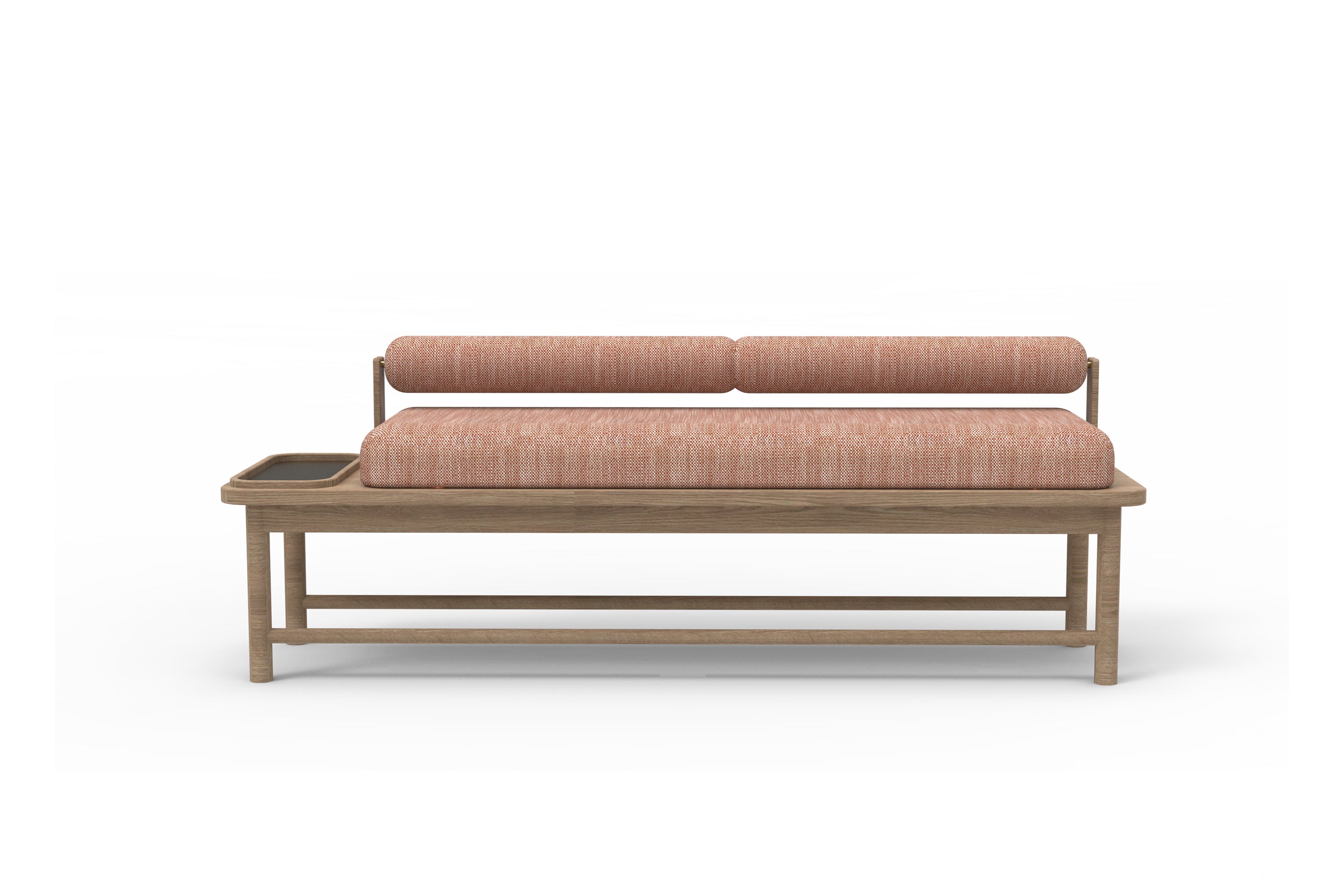 Bedroom bench with multi color weave upholstery
