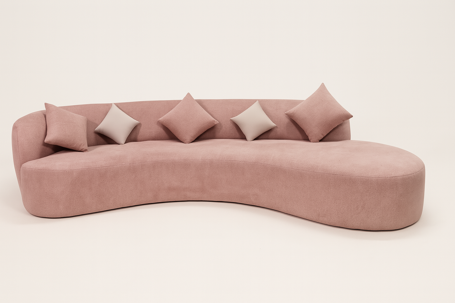 Aurelia Curved Blush Sofa – Designer Wave Shape Sofa