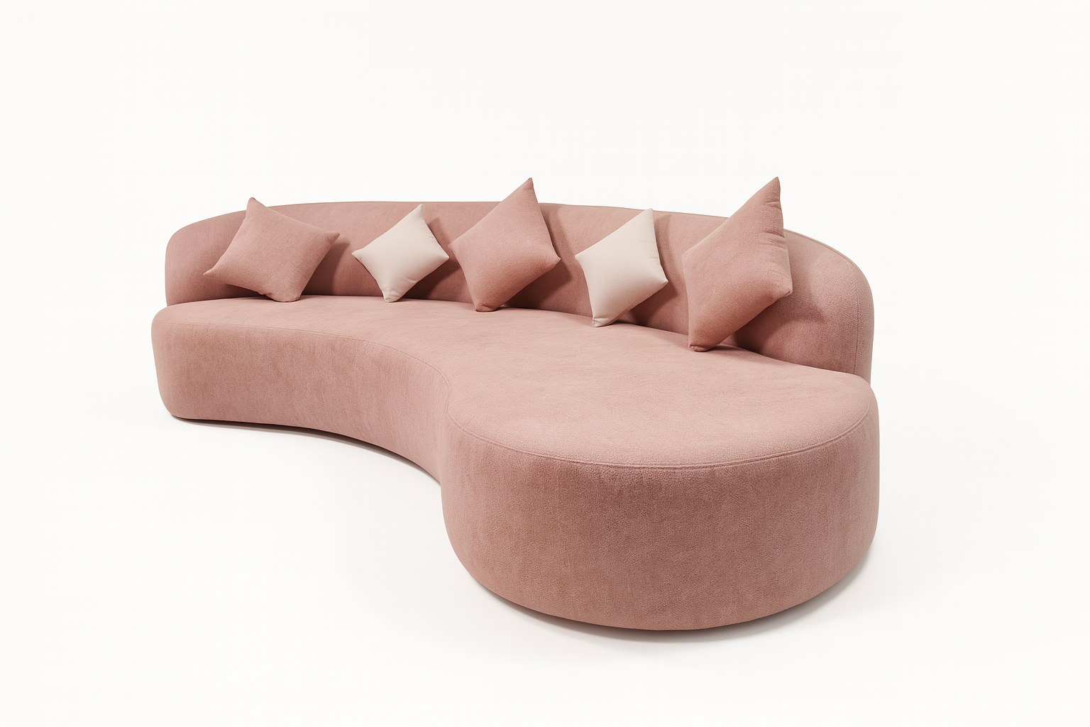 Aurelia Curved Blush Sofa – Designer Wave Shape Sofa