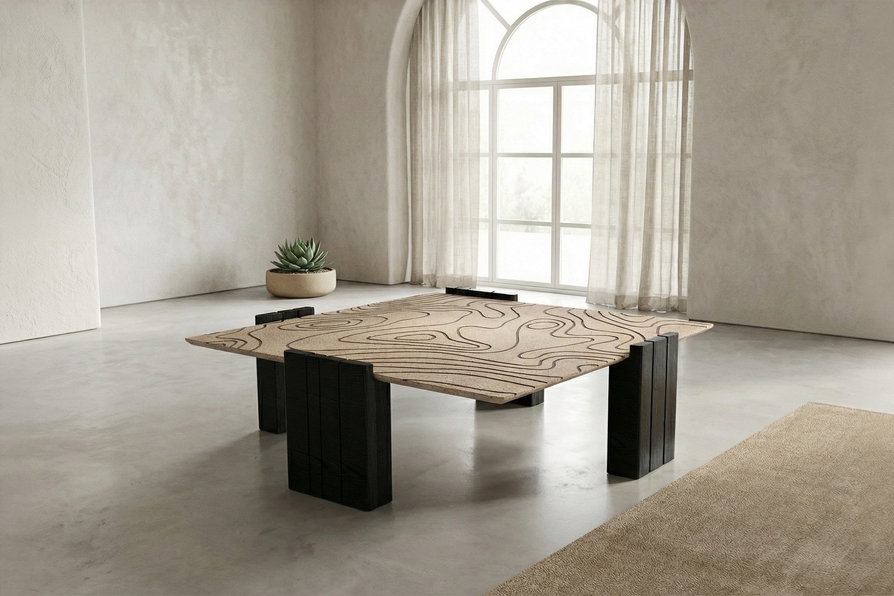 Rekha table — sandstone surface close-up