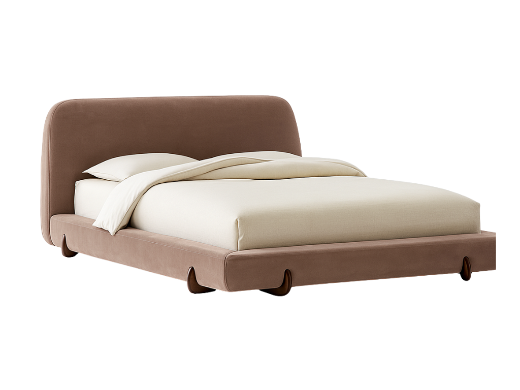 CozyNest Taupe Upholstered Bed