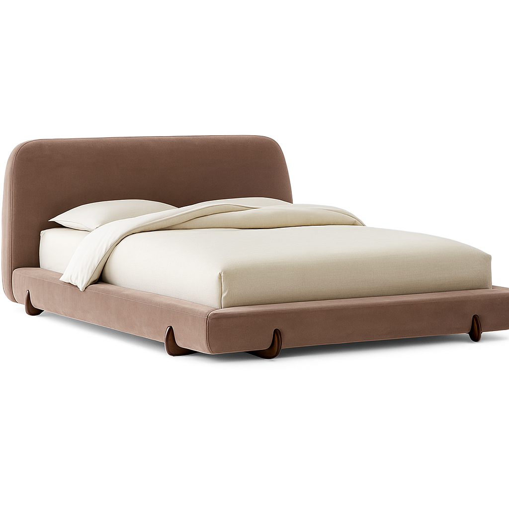 CozyNest Taupe Upholstered Bed