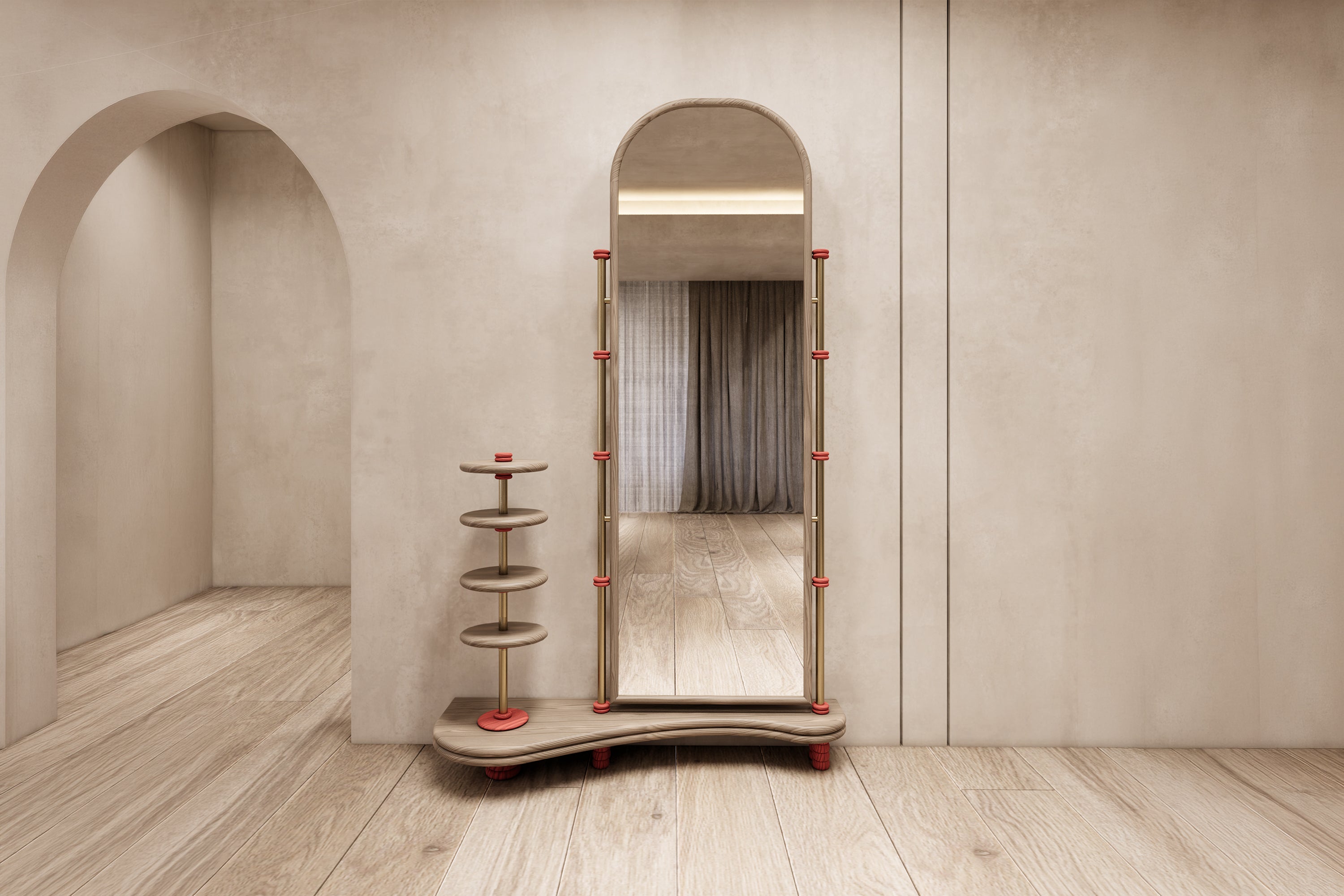Arched mirror dresser design