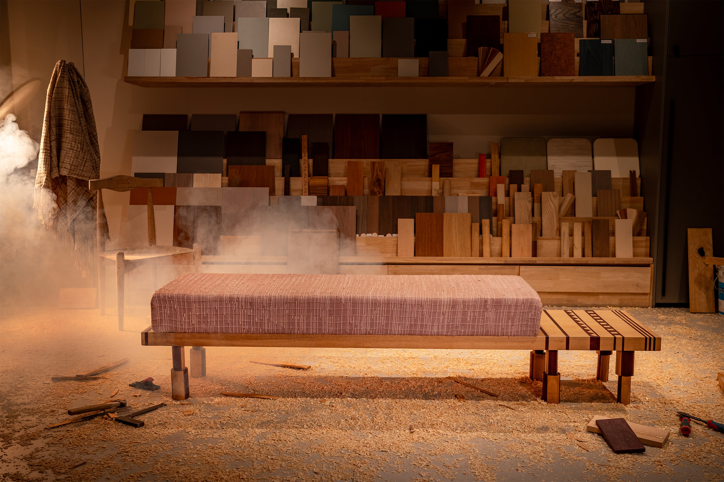 Reet oak bench
